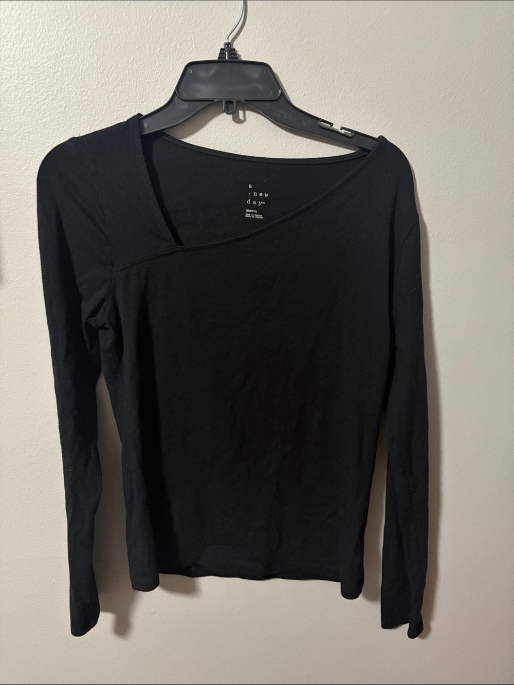 a new day Black Asymmetrical Long-Sleeve Women's Top